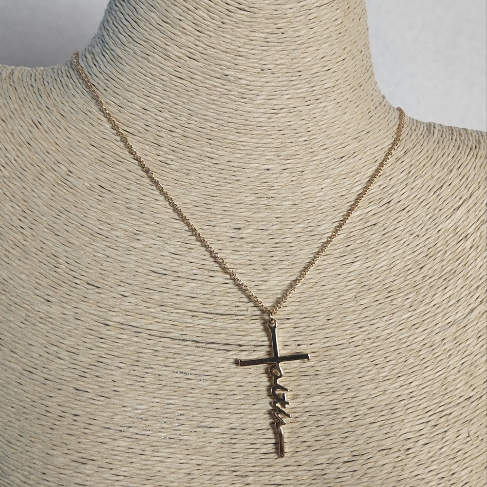 Faith Cross Metal Necklace Gold-Tone Necklace Featuring A Delicate Cross Pendant